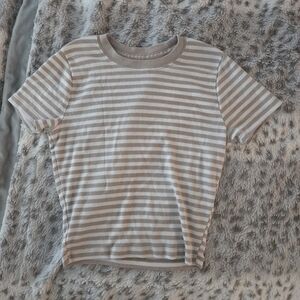 Hollister Beige and White Striped Tee